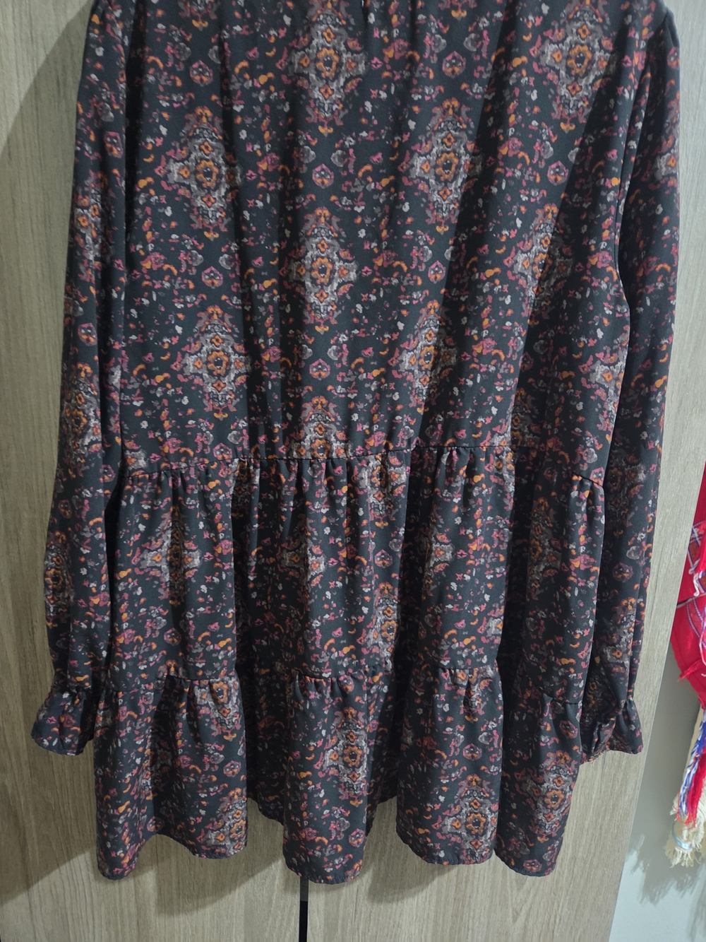 Maurices Black Tunic Top with Rust and Pink Floral Print - Picture 6 of 7